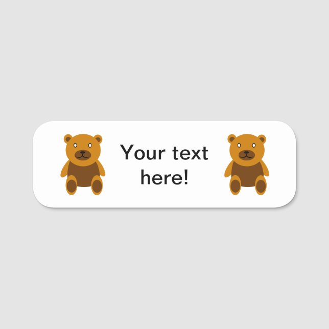 Porte-nom Clipart Brown de nounours (Devant)