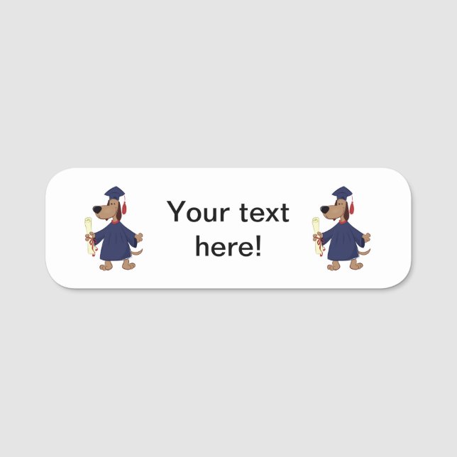 Porte-nom Clipart de graduation de chien (Devant)