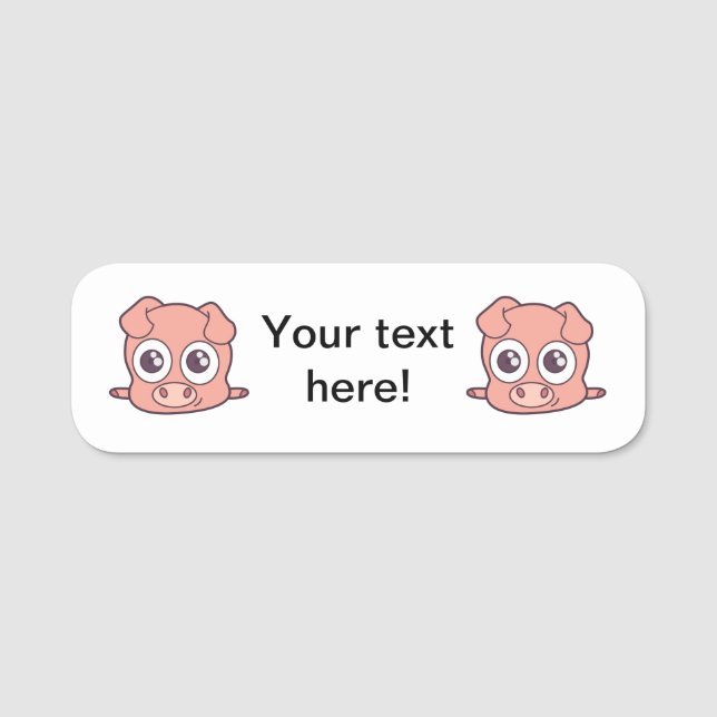 Porte-nom Clipart mignon de porc (Devant)