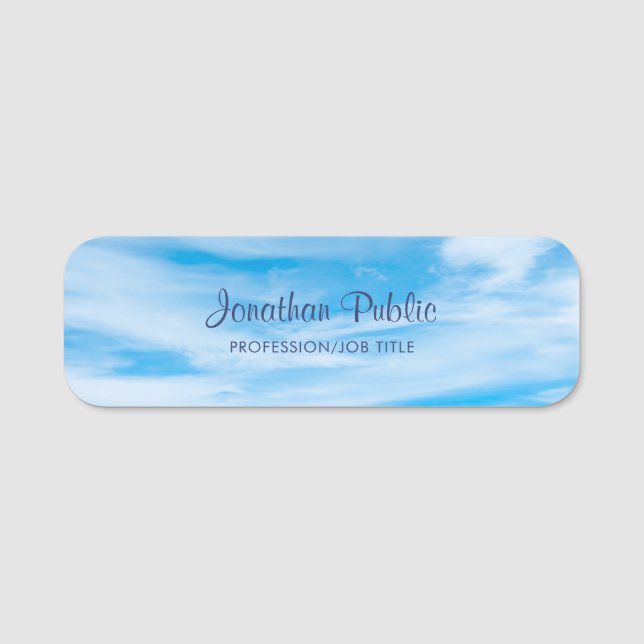 Porte-nom Clouds Blue Sky manuscrits Nom de script Modèle (Devant)