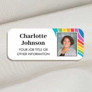 Porte-nom Code photo employé élégant Rainbow Wave personnali