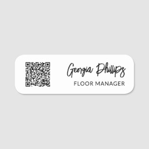 Porte-nom Code QR du script noir employé