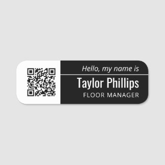 Porte-nom Code QR noir et blanc mince