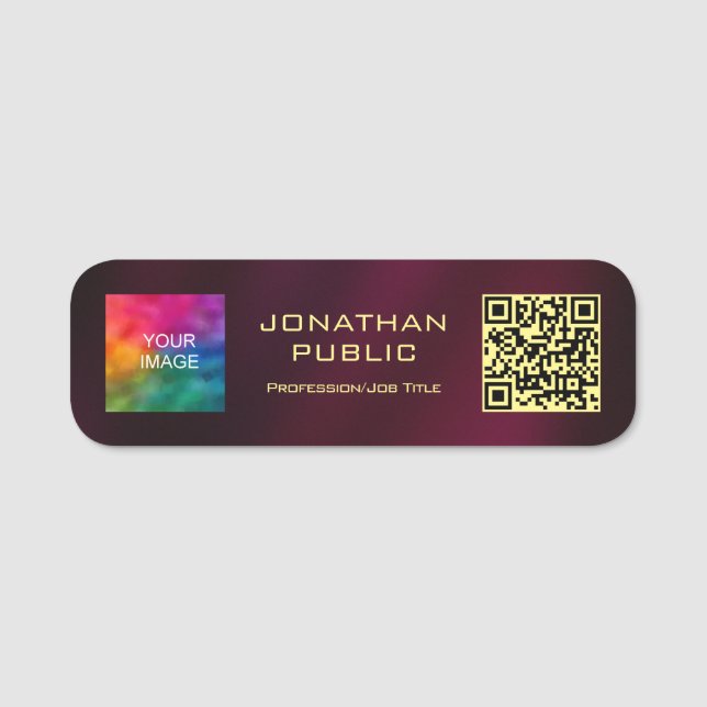 Porte-nom Code QR personnalisé Photo ou Logo de membre Texte (Devant)