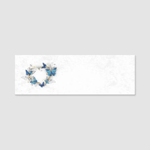 Porte-nom Coeur bijoux avec papillons Morpho