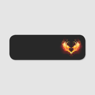 Porte-nom Coeur de feu ange avec ailes