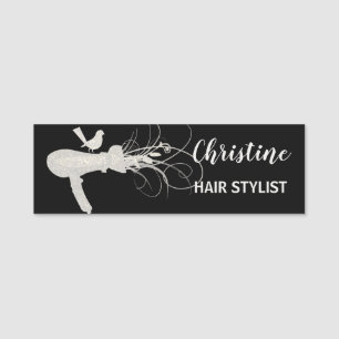 Porte-nom Coiffeur argenté de salon de beauté de