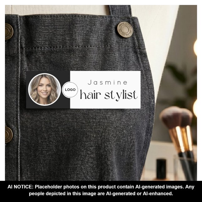 Porte-nom Coiffeur Photo Noir Et Blanc Professionnel  (Créateur téléchargé)