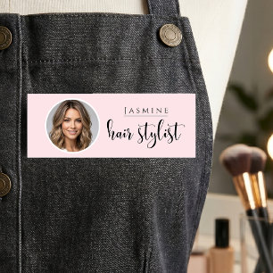 Porte-nom Coiffeur Styliste Employé Rose Pâle Photo 