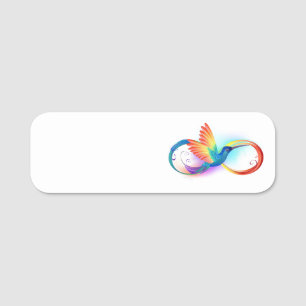 Porte-nom Colibri arc-en-ciel avec symbole Infinity