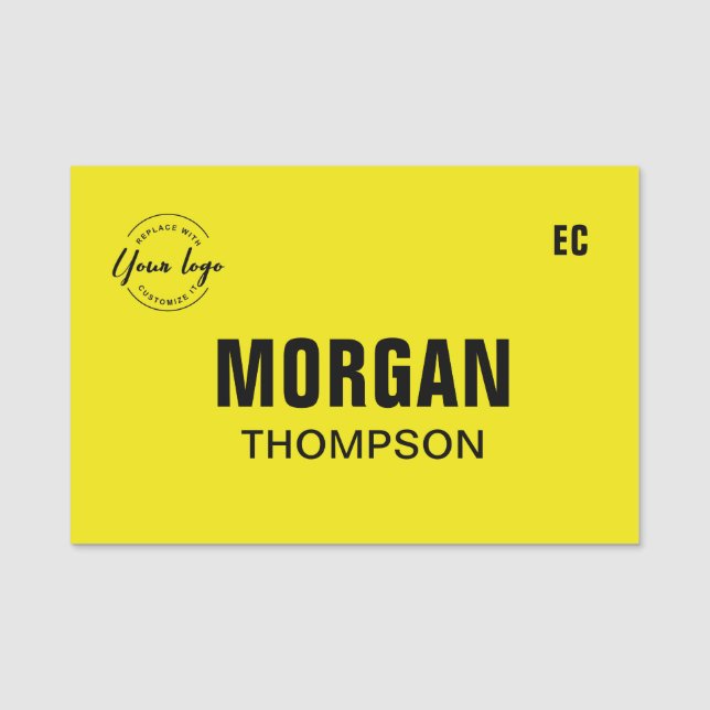 Porte-nom Comité de logo personnalisé jaune vif (Devant)