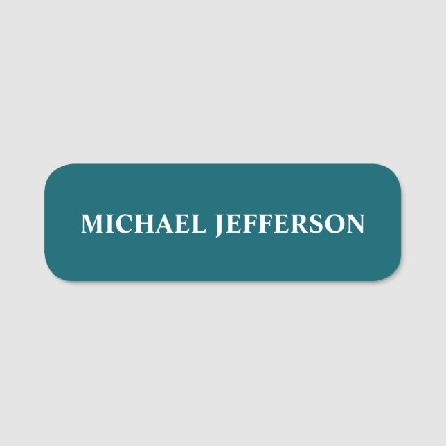 Porte-nom Couleur Turquoise foncée chic personnalisée (Devant)