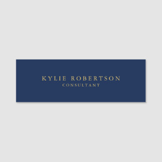 Porte-nom Couleurs d'or bleu professionnel tendance moderne