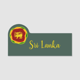 Porte-nom Couleurs du drapeau du Sri Lanka et Lion jaune Sin