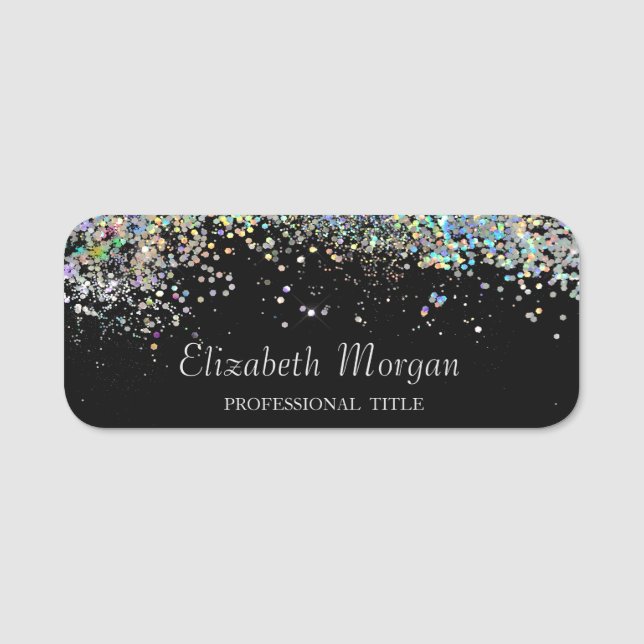 Porte-nom Couleurs Tendances Confettis Noir (Devant)