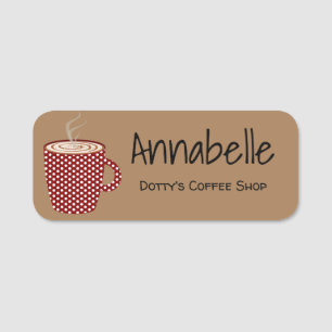 Porte-nom Coupe Red Polka Dot Coffee