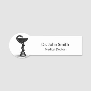 Porte-nom Couteau Médicale noir Hygieia Caduceus blanc