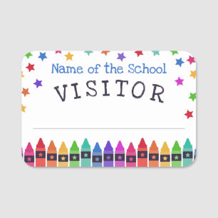 Porte-nom Crayons colorés Étoiles Bienvenue Visiteur