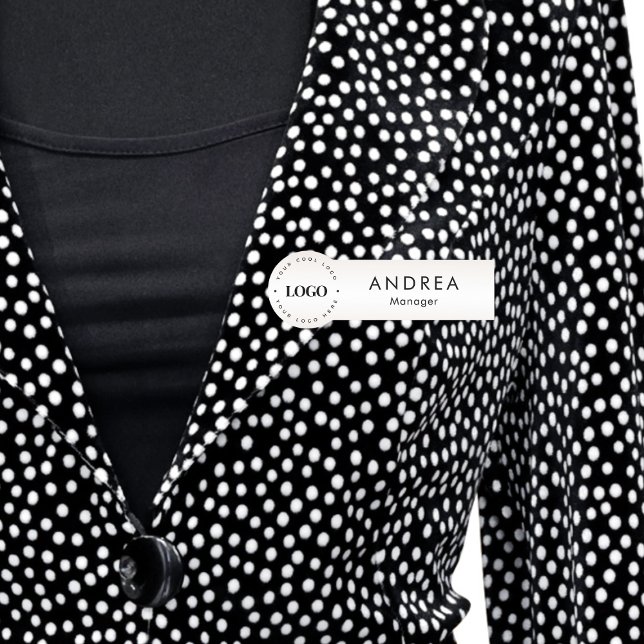 Porte-nom Crème métallique rond Cercle personnalisé Logo d'e (Créateur téléchargé)