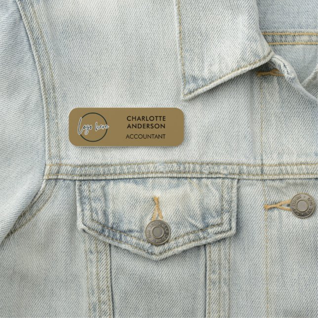 Porte-nom Custom Business Logo Basic Employee Gold Staff  (En situation)