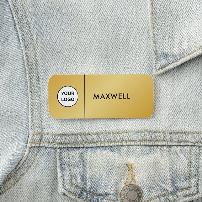 Porte-nom Custom Business Logo | Basic Employee Staff Gold (Créateur téléchargé)