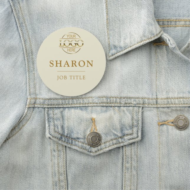 Porte-nom Custom Business Logo Employee Staff Beige Magnetic (En situation)