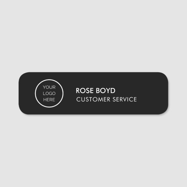 Porte-nom Custom Corporate Business Logo Black Employee Name (Devant)