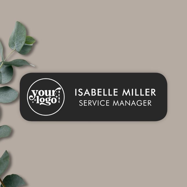 Porte-nom Custom Logo Employee Magnetic Or Safety Pin Black (Custom Logo Employee Magnetic Or Safety Pin White Name Tag)