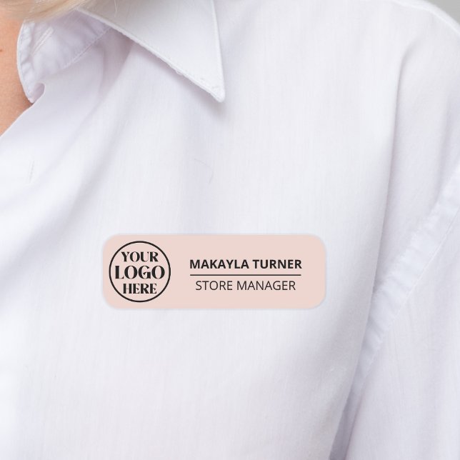 Porte-nom Custom Logo Employee Magnetic Or Safety Pin Pink (Créateur téléchargé)