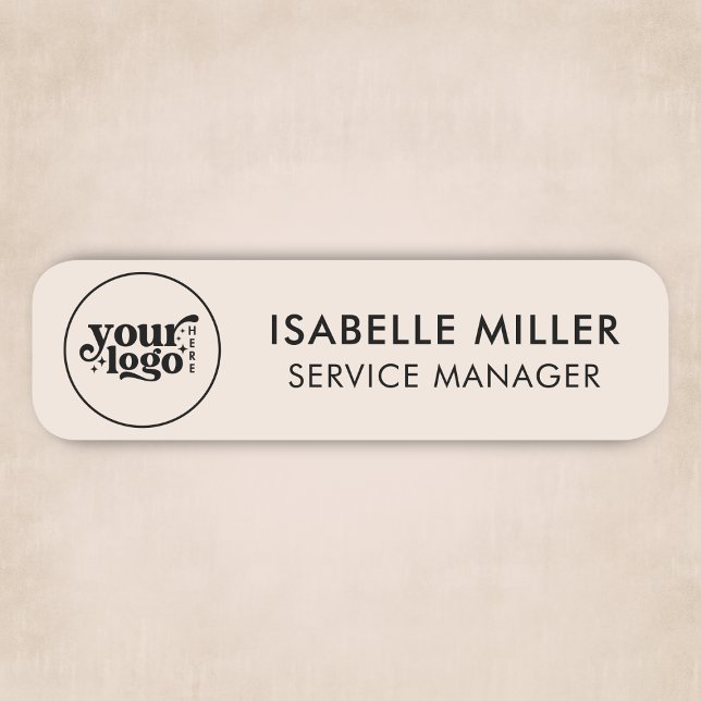 Porte-nom Custom Logo Magnetic Or Safety Pin Beige Small (Custom Logo Magnetic Or Safety Pin Beige Small Name Tag)