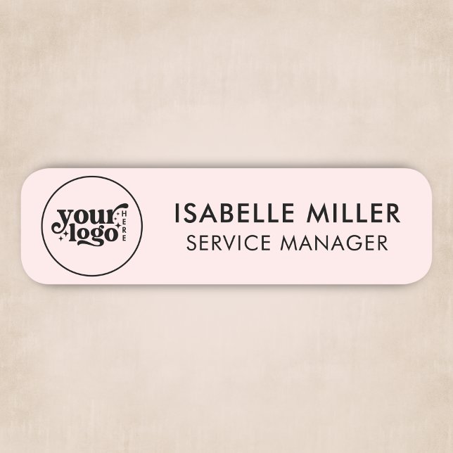 Porte-nom Custom Logo Magnetic Or Safety Pin Pink Small (Custom Logo Magnetic Or Safety Pin White Small Name Tag)