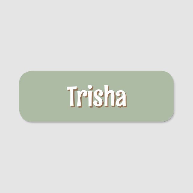 Porte-nom Custom Modern Fun Sage Coffee Shop Employee (Devant)