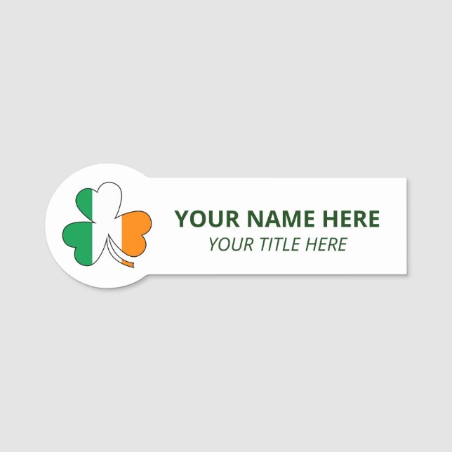 Porte-nom Custom Name & Title St Patrick's Day Shamrock (Devant)