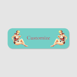 Porte-nom Cute Blonde Martini Bikini Girl Thunder_Cove