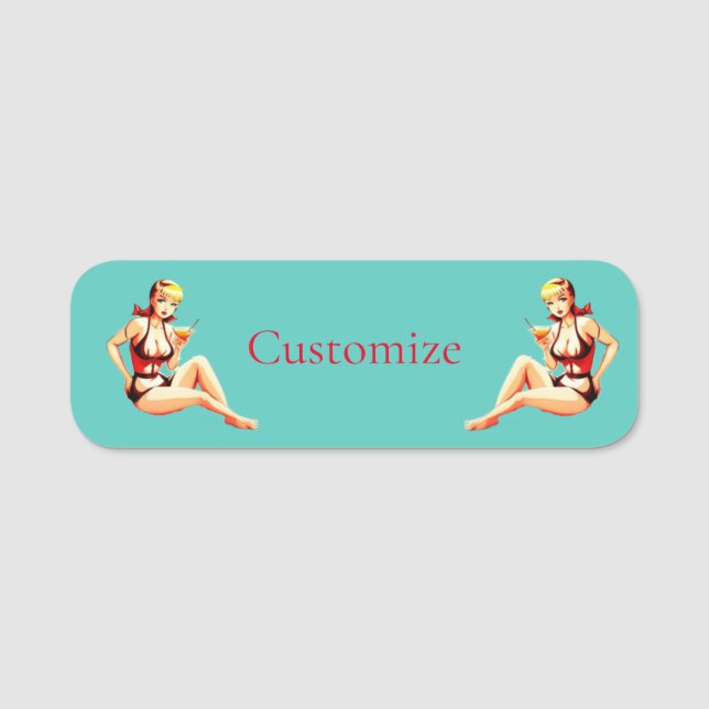 Porte-nom Cute Blonde Martini Bikini Girl Thunder_Cove (Devant)