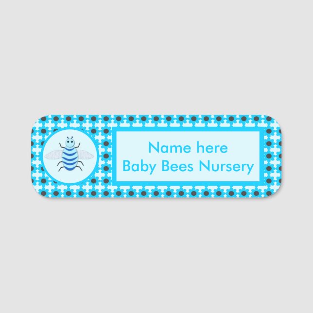 Porte-nom Cute Blue Baby Boy Bee Custom Nursery (Devant)