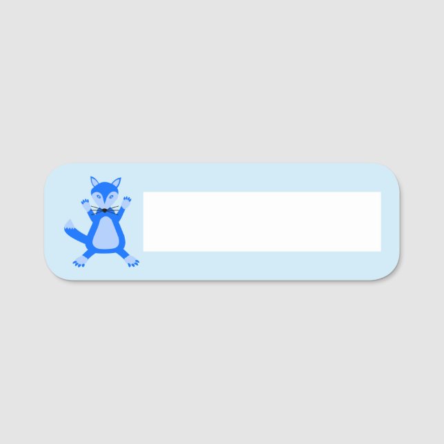 Porte-nom Cute Blue Baby Boy Fox (Devant)
