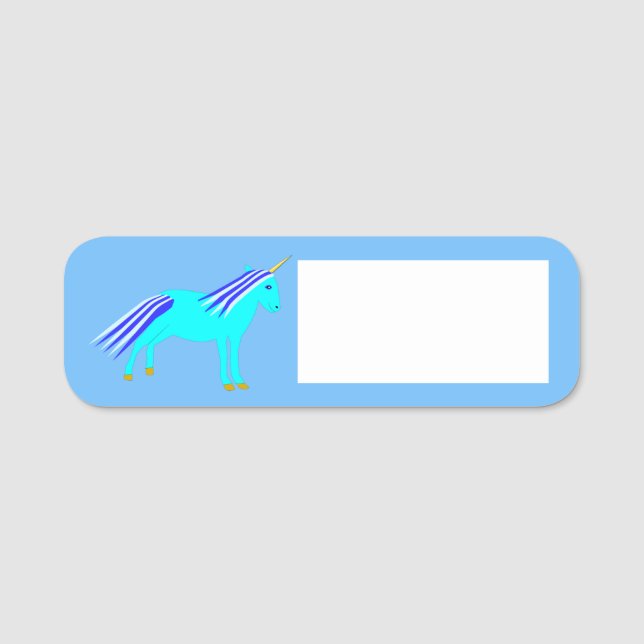 Porte-nom Cute Blue Baby Boy Unicorn (Devant)