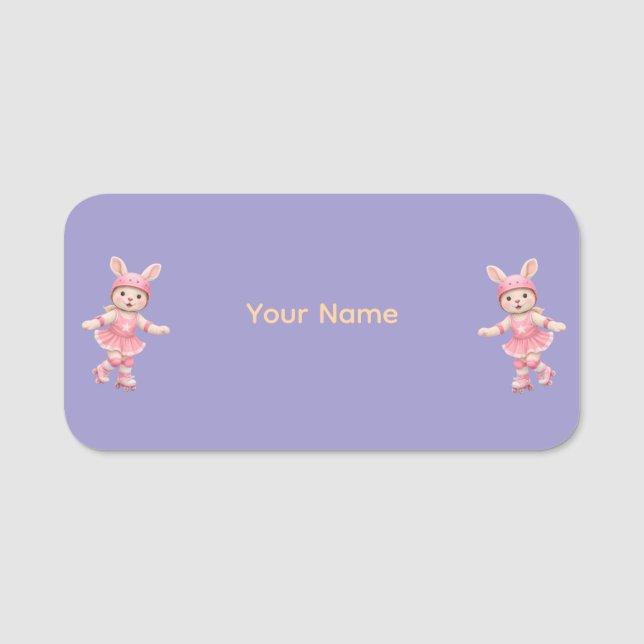 Porte-nom Cute Bunny School Name Label – Kids Back to School (Devant)