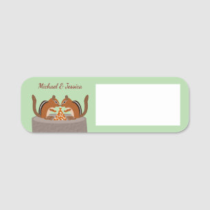 Porte-nom Cute Chipmunks Mariage de automne personnalisé
