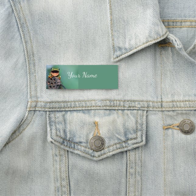 Porte-nom Cute Frog Nature Nom de la faune Personnalisé (En situation)