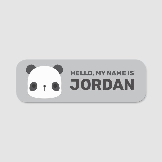 Porte-nom Cute petit ours Panda avec nom personnalisé (Devant)