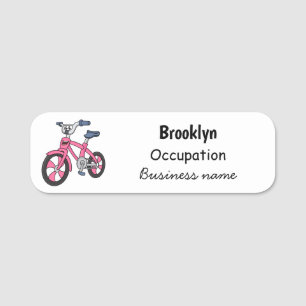 Porte-nom Cute pink kids bicycle cartoon illustration