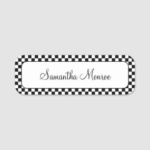 Porte-nom Damier Noir et Blanc