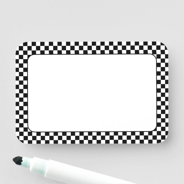 Porte-nom Damier Noir et Blanc 3x2 (En situation)