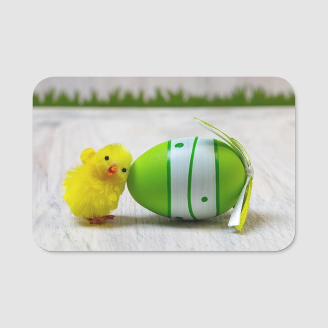 Porte-nom Décor de Pâques - OEuf de Pâques et poussin (Devant)