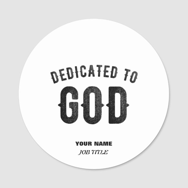 PORTE-NOM DÉDIÉ À DIEU COOL PERSONNALISABLE NOIR TEXTE (Devant)