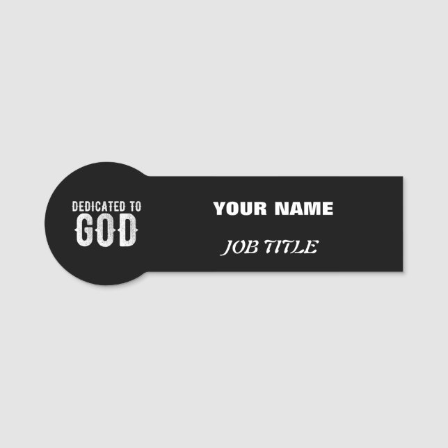 PORTE-NOM DÉDIÉ À DIEU COOL PERSONNALISABLE TEXTE BLANC (Devant)