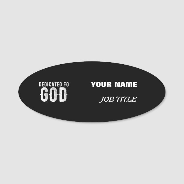 PORTE-NOM DÉDIÉ À DIEU COOL PERSONNALISABLE TEXTE BLANC (Devant)