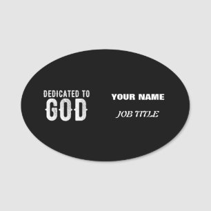 PORTE-NOM DÉDIÉ À DIEU COOL PERSONNALISABLE TEXTE BLANC